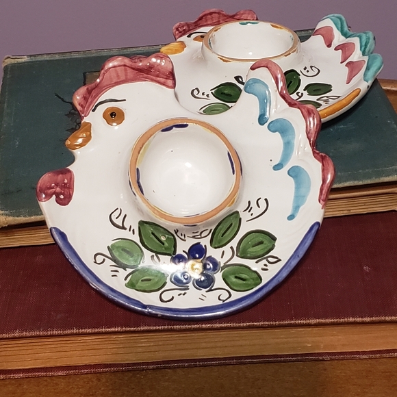 Chicken Egg Cup Saucers Vintage Giraffa Cali 1992 - Picture 9 of 10